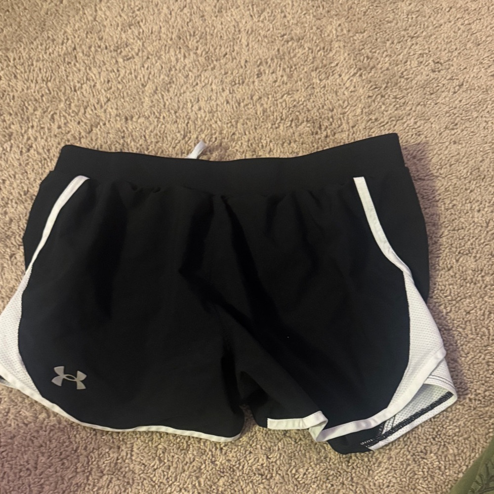 Under Armour Women's Black and White Athletic Shorts